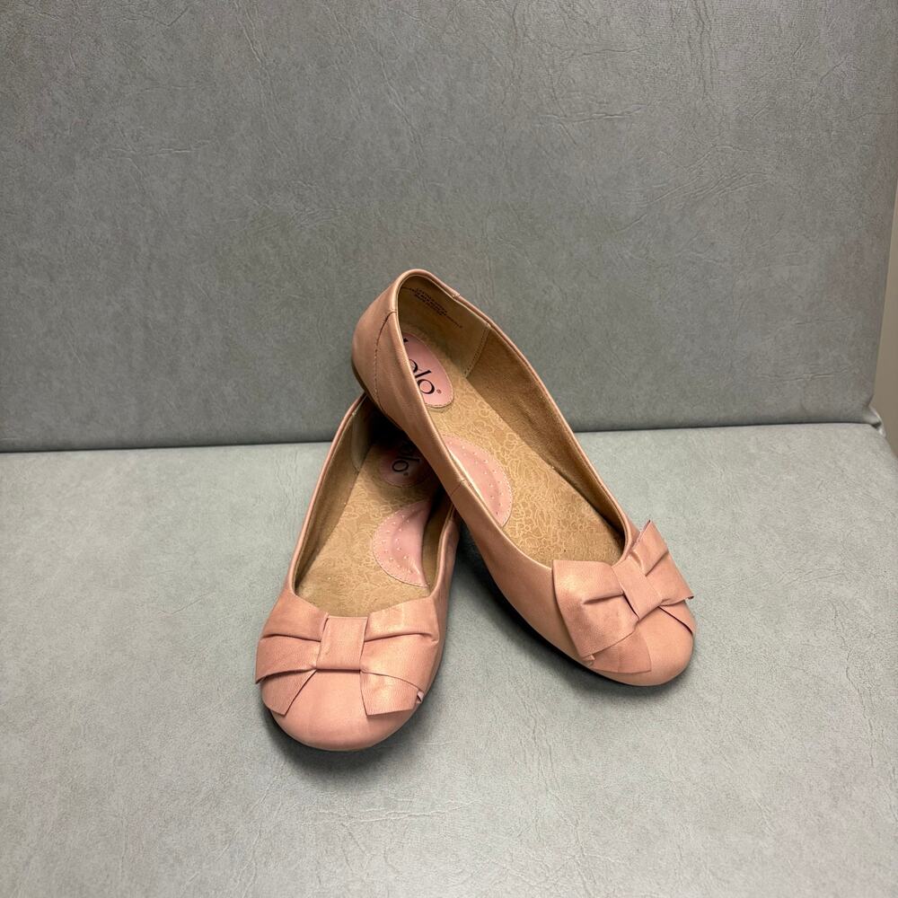 Bolo Dusty Pink Bow Ballet Leather Round Toe Slip-On Flats Coquette Feminine 8